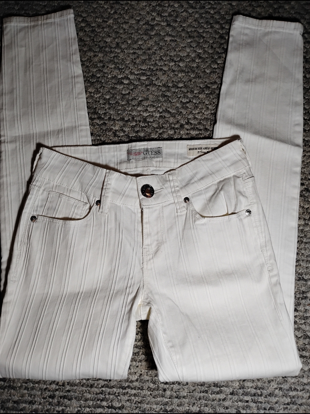 GUESS White Pinstripe Skinny Jeans